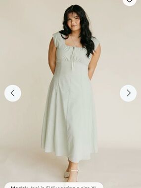 Milkmaid Dress Cottagecore Midi Mint Green